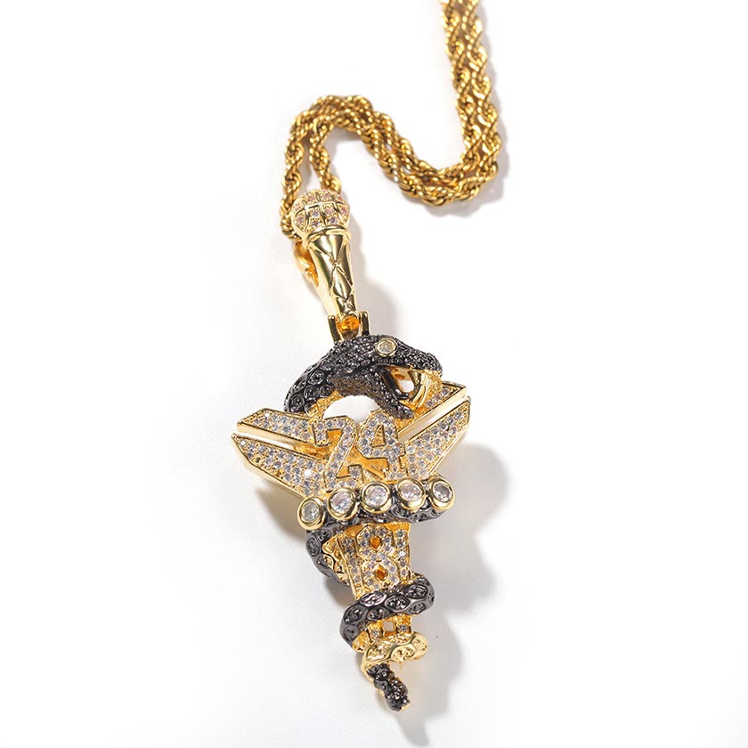 8/24 Kobe Bryant Mamba Legacy Premium CZ Hip Hop Pendant Necklace | 24 VAULT