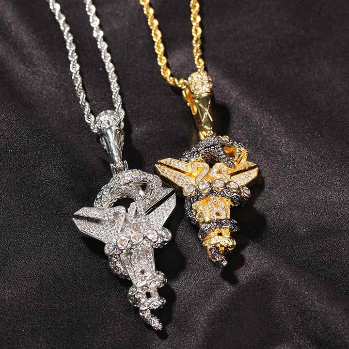 8/24 Kobe Bryant Mamba Legacy Premium CZ Hip Hop Pendant Necklace | 24 VAULT
